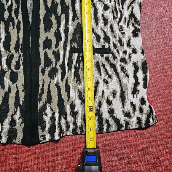 Ming Wang Animal Print‎ Cardigan Jacket Sz 1X Relaxed Fit Long Sleeve Side Slit - Picture 11 of 13